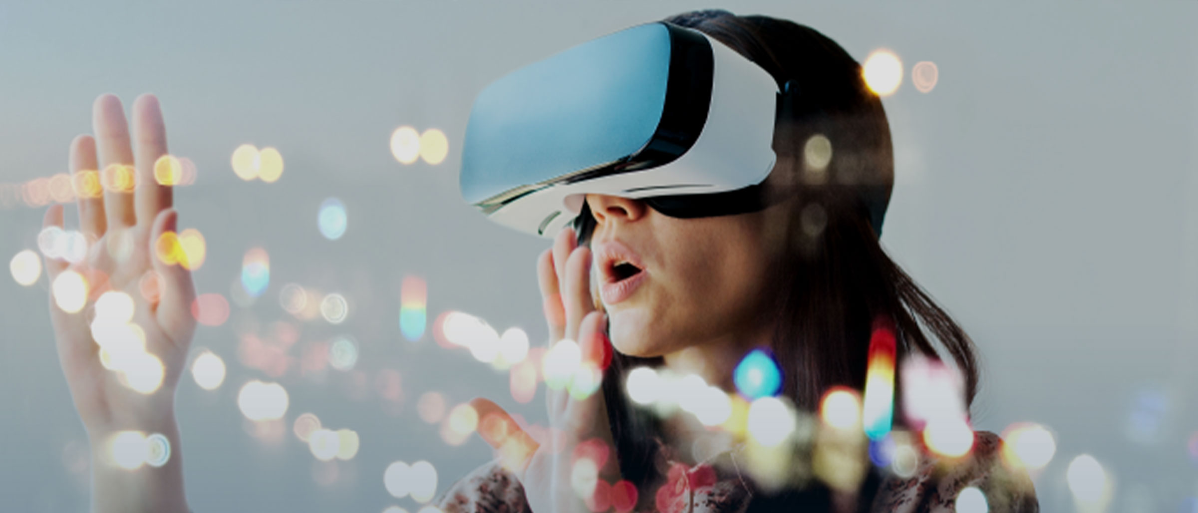 Woman wearing virtual reality headset