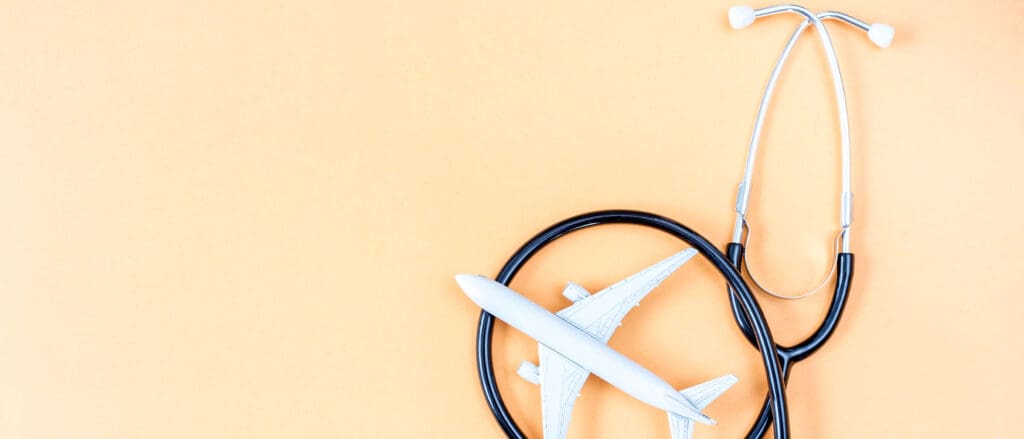 Stethoscope wrapped around toy plane