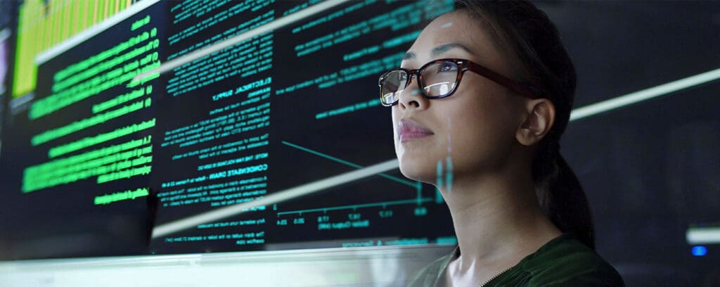 Woman staring at computer screen