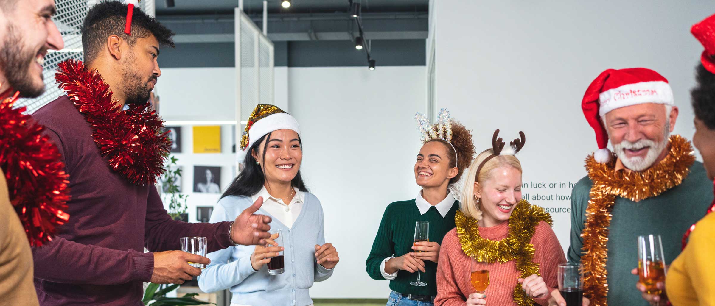 Employees at office Christmas party
