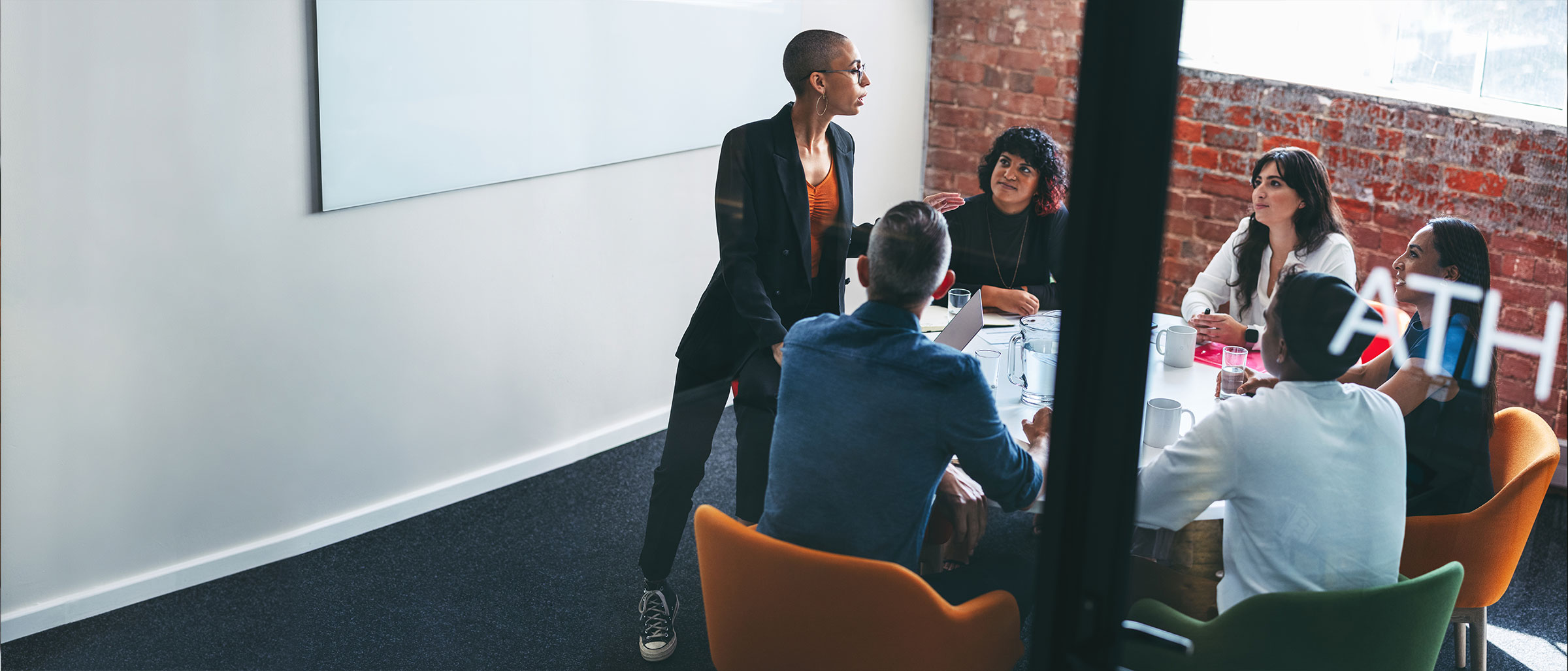 Work team meeting in an office