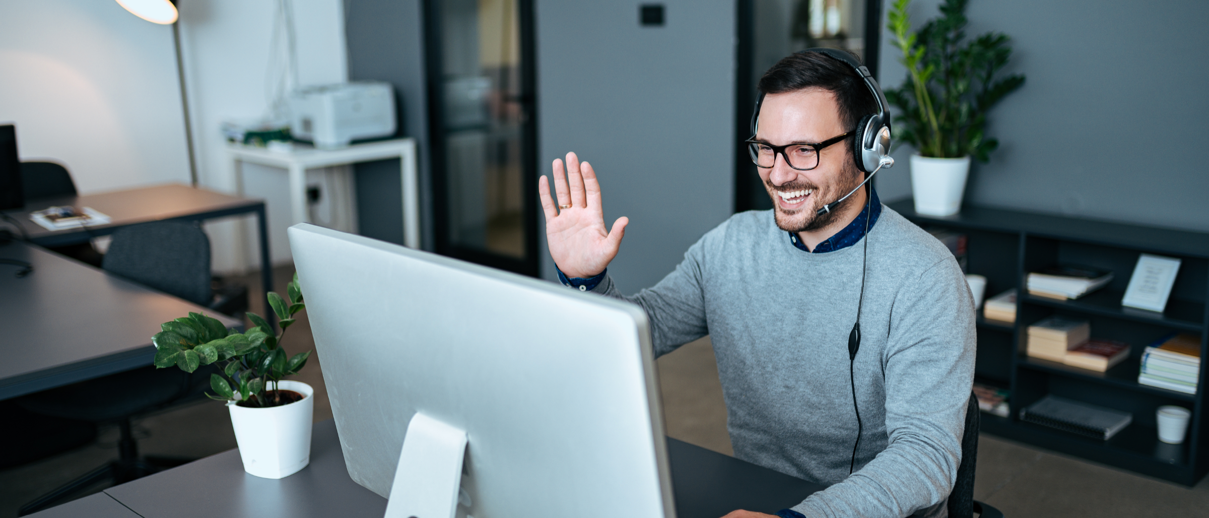 Male recruiter on phone with candidate