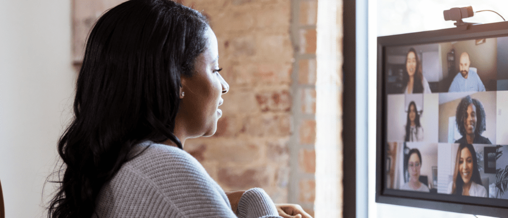 Woman on video call