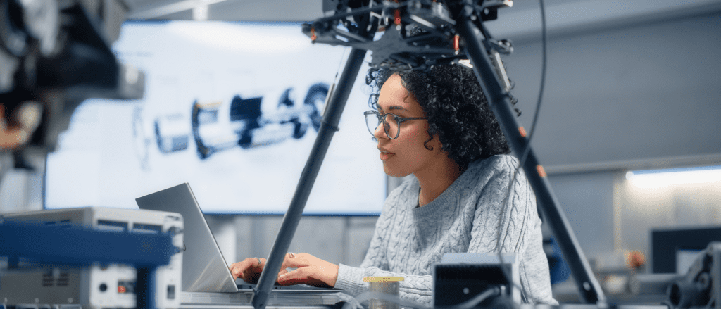 Woman working on laptop