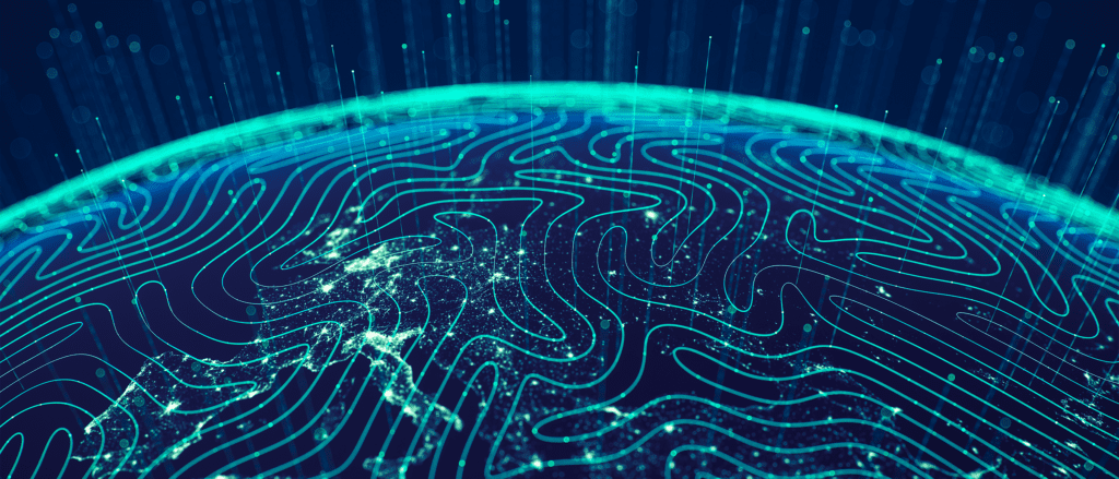 Wireframe outline of earth