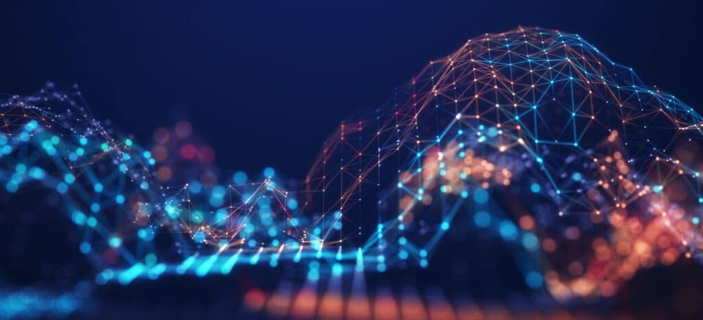 Blue and orange wireframe