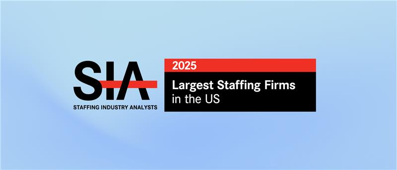 Badge for the SIA 2025 Largest Staffing Firms in the US which the Judge Group is featured on