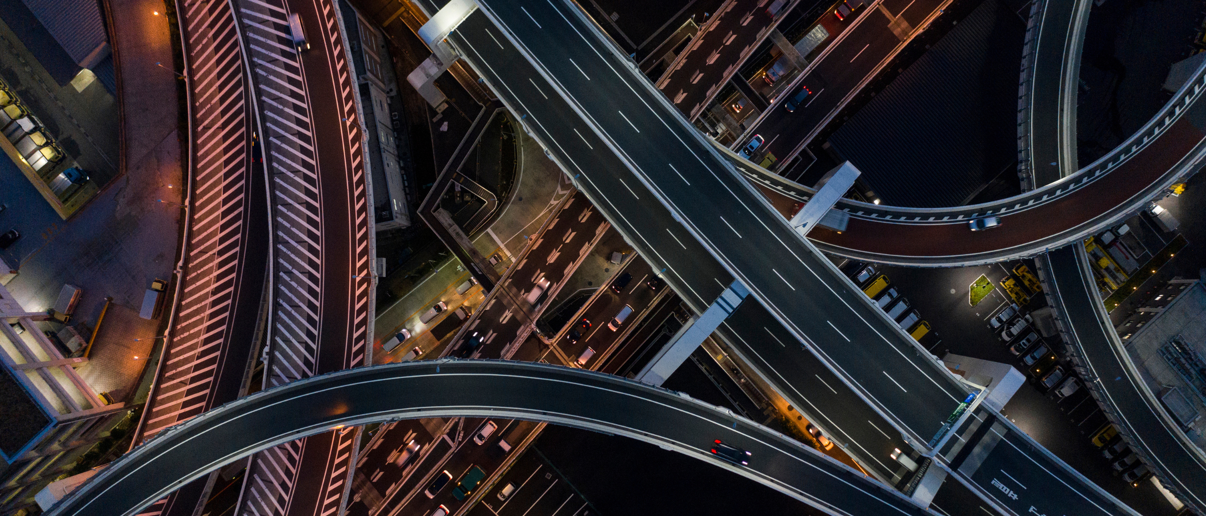 Aerial view of a series of highways illustrating business transformation efforts and how OCM can help