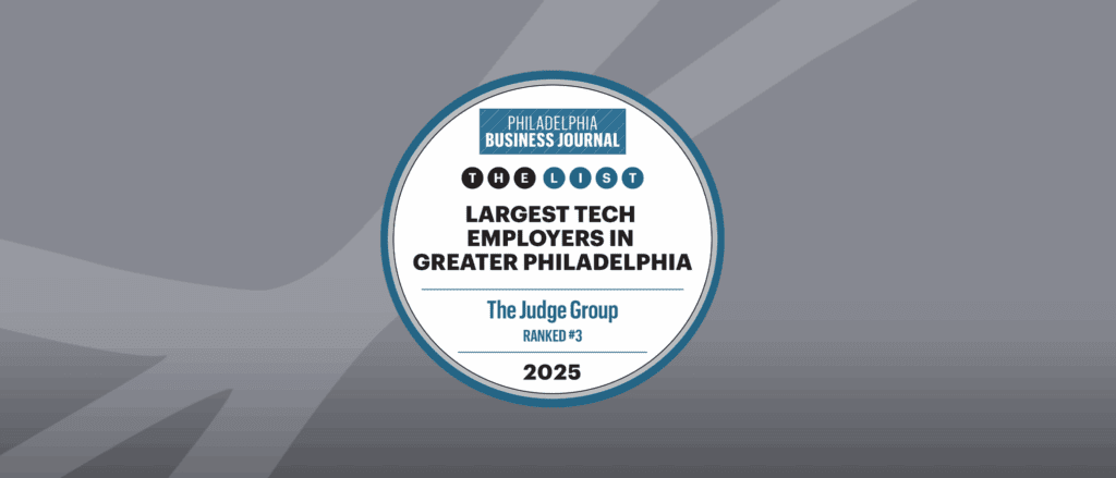 Banner with a badge for the Philadelphia Business Journal's largest tech employers in Greater Philadelphia 2025