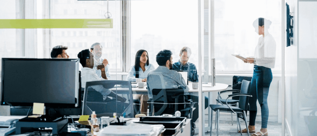 group of professionals in a conference room