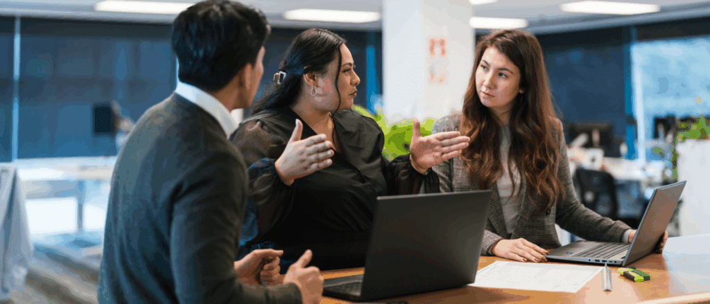 A group of professionals having a meeting