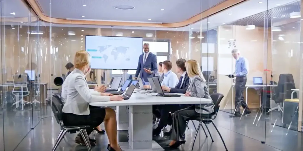 Diverse group of employees in a conference room