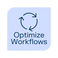 Workflow icon with text: Optimize workflows