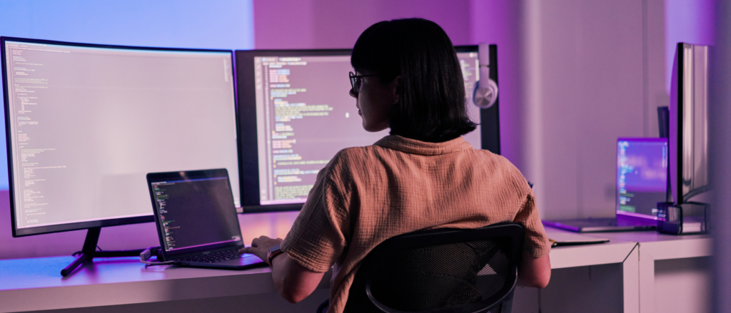Woman working at a computer