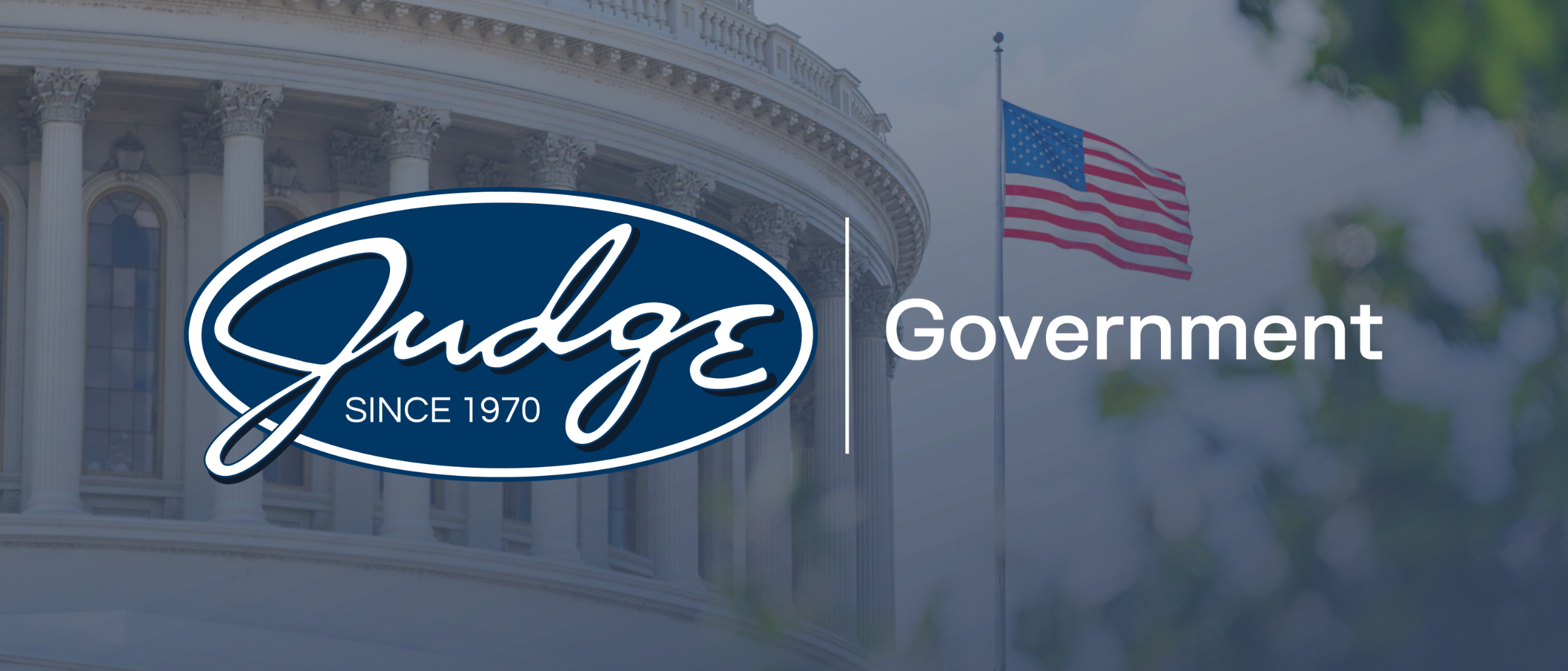 Judge Government Services logo overlaid on a federal building