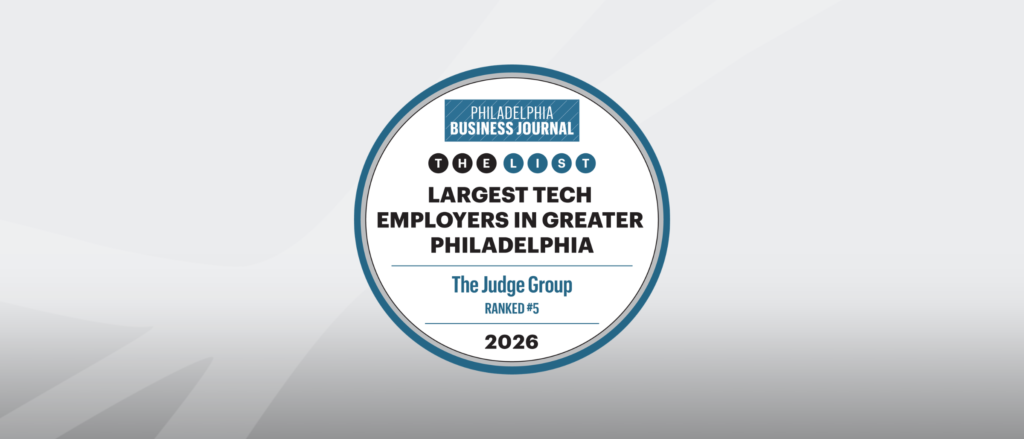 Badge showcasing The Judge Group being named to the Largest Tech Employers in Greater Philadelphia by the Philadelphia Business Journal 
