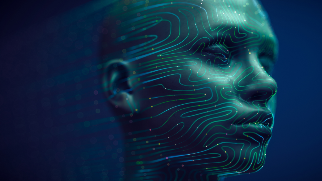 Digital face meant to depict AI